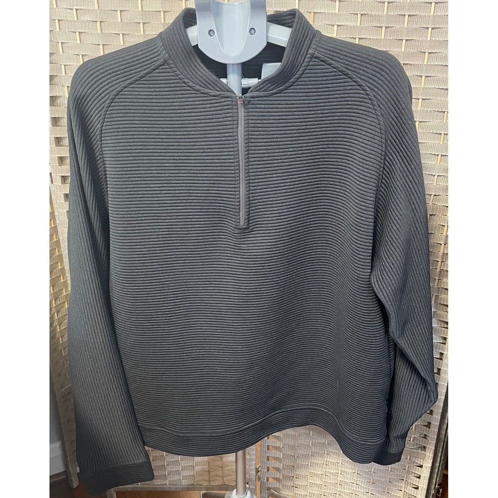 Swannies Golf Mens XXL 1/4 Zip Pullover Charcoal Gray Ribbed Performance Sweater